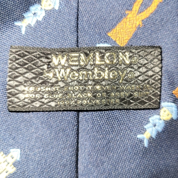 Wemlon By Wembley Castle Tie Navy Blue Brown - Picture 5 of 7